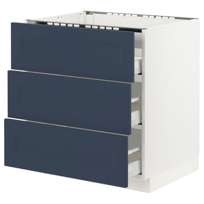 SEKTION / MAXIMERA Base cab f cktp/3 fronts/3 drawers, white Axstad/matte blue, 30x24x30 "