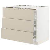 SEKTION / MAXIMERA Base cab f cktp/3 fronts/3 drawers, white/Havstorp beige, 36x24x30 "