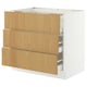 SEKTION / MAXIMERA Base cab f cktp/3 fronts/3 drawers, white/Sinarp oak veneer, 36x24x30 "