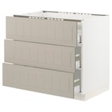 SEKTION / MAXIMERA Base cab f cktp/3 fronts/3 drawers, white/Stensund beige, 36x24x30 "