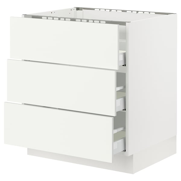 SEKTION / MAXIMERA Base cab f cktp/3 fronts/3 drawers, white/Vallstena white, 30x24x30 "