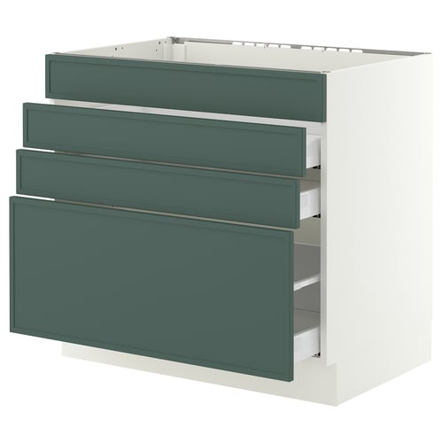 SEKTION / MAXIMERA Base cab f cktp/4 fronts/3 drawers, white/Aspudden dark gray-green, 36x24x30 "
