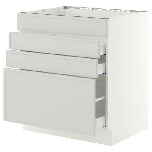 SEKTION / MAXIMERA Base cab f cktp/4 fronts/3 drawers, white/Aspudden light gray, 30x24x30 "