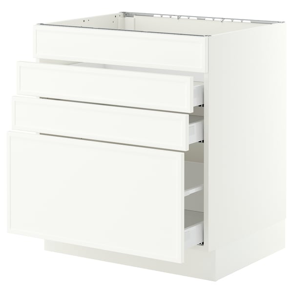 SEKTION / MAXIMERA Base cab f cktp/4 fronts/3 drawers, white/Aspudden matte white, 30x24x30 "