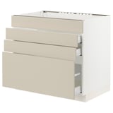 SEKTION / MAXIMERA Base cab f cktp/4 fronts/3 drawers, white/Havstorp beige, 36x24x30 "