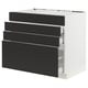 SEKTION / MAXIMERA Base cab f cktp/4 fronts/3 drawers, white/Nickebo matte anthracite, 36x24x30 "