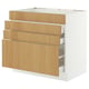 SEKTION / MAXIMERA Base cab f cktp/4 fronts/3 drawers, white/Sinarp oak veneer, 36x24x30 "