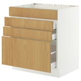 SEKTION / MAXIMERA Base cab f cktp/4 fronts/3 drawers, white/Sinarp oak veneer, 30x24x30 "