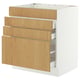 SEKTION / MAXIMERA Base cab f cktp/4 fronts/3 drawers, white/Sinarp oak veneer, 30x24x30 "