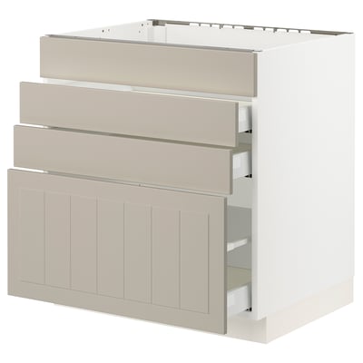 SEKTION / MAXIMERA Base cab f cktp/4 fronts/3 drawers, white/Stensund beige, 30x24x30 "