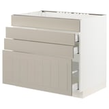 SEKTION / MAXIMERA Base cab f cktp/4 fronts/3 drawers, white/Stensund beige, 36x24x30 "