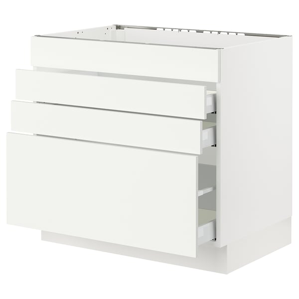 SEKTION / MAXIMERA Base cab f cktp/4 fronts/3 drawers, white/Vallstena white, 36x24x30 "