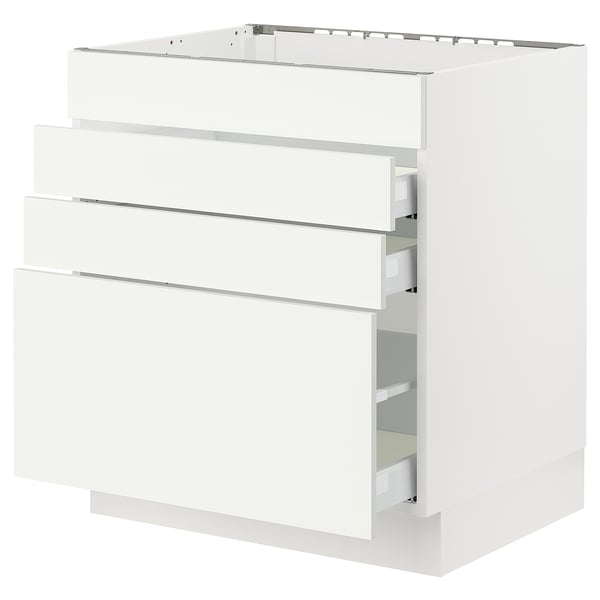 SEKTION / MAXIMERA Base cab f cktp/4 fronts/3 drawers, white/Vallstena white, 30x24x30 "