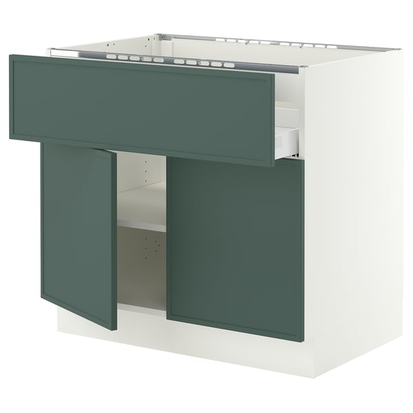 SEKTION / MAXIMERA Base cab f cktp/dw/shelves/2drs, white/Aspudden dark gray-green, 36x24x30 "