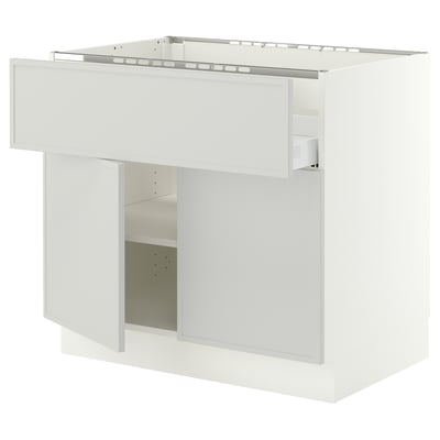 SEKTION / MAXIMERA Base cab f cktp/dw/shelves/2drs, white/Aspudden light gray, 36x24x30 "