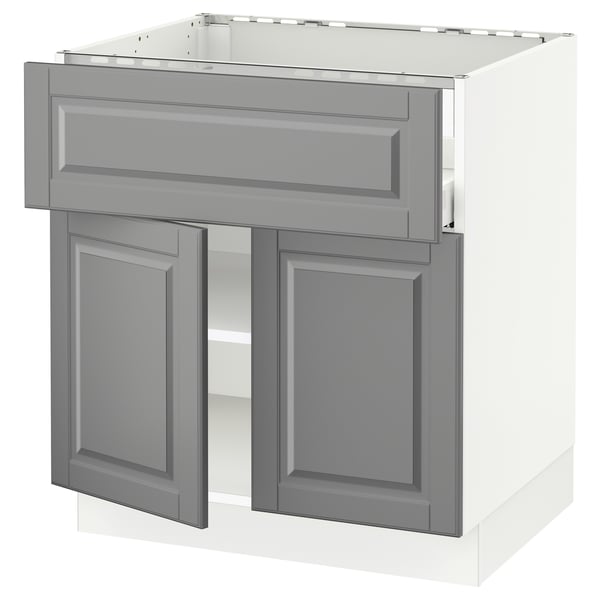 SEKTION / MAXIMERA Base cab f cktp/dw/shelves/2drs, white/Bodbyn gray, 30x24x30 "