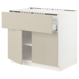 SEKTION / MAXIMERA Base cab f cktp/dw/shelves/2drs, white/Havstorp beige, 36x24x30 "
