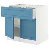 SEKTION / MAXIMERA Base cab f cktp/dw/shelves/2drs, white/Lerhyttan blue, 36x24x30 "