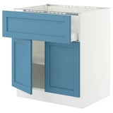 SEKTION / MAXIMERA Base cab f cktp/dw/shelves/2drs, white/Lerhyttan blue, 30x24x30 "