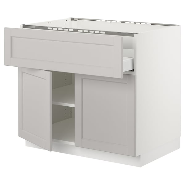 SEKTION / MAXIMERA Base cab f cktp/dw/shelves/2drs, white/Lerhyttan light gray, 36x24x30 "
