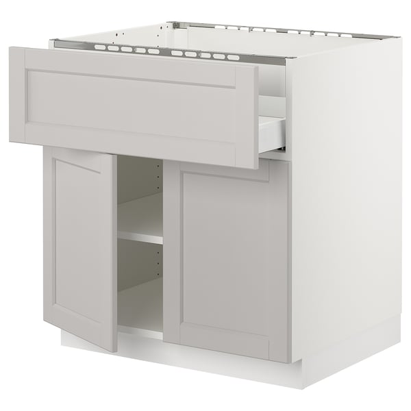 SEKTION / MAXIMERA Base cab f cktp/dw/shelves/2drs, white/Lerhyttan light gray, 30x24x30 "