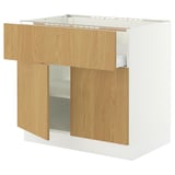SEKTION / MAXIMERA Base cab f cktp/dw/shelves/2drs, white/Sinarp oak veneer, 36x24x30 "
