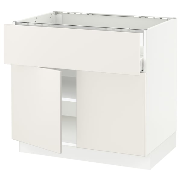 SEKTION / MAXIMERA Base cab f cktp/dw/shelves/2drs, white/Veddinge white, 36x24x30 "