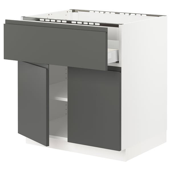 SEKTION / MAXIMERA Base cab f cktp/dw/shelves/2drs, white/Voxtorp dark gray, 30x24x30 "