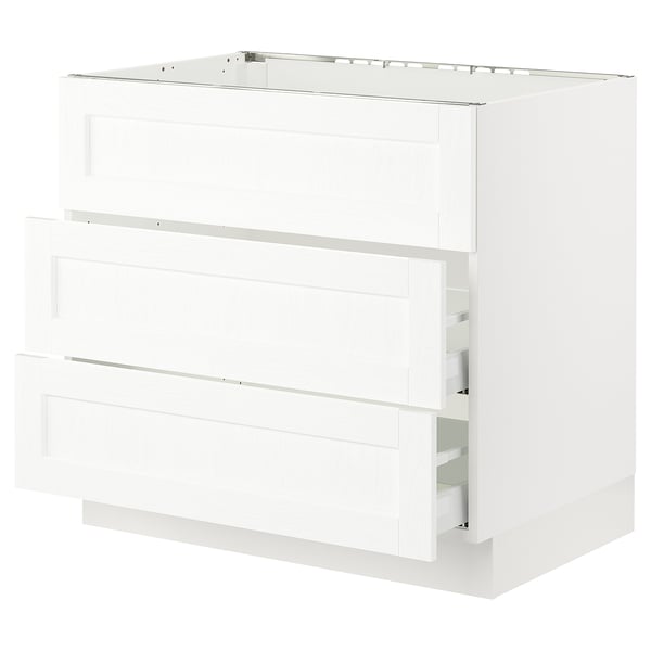 SEKTION / MAXIMERA Base cab f cktp/int extractor w drw, white Enköping/white wood effect, 36x24x30 "