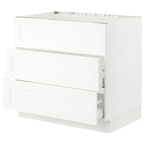 SEKTION white kitchen cabinet with smooth drawers, classic design.