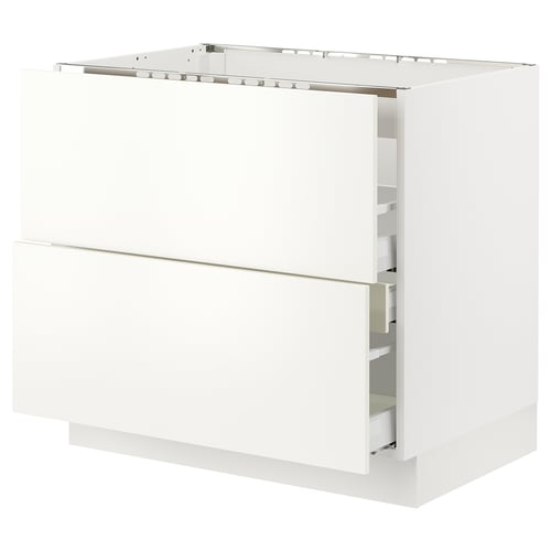 White SEKTION kitchen cabinet with two drawers, modern minimalist design.