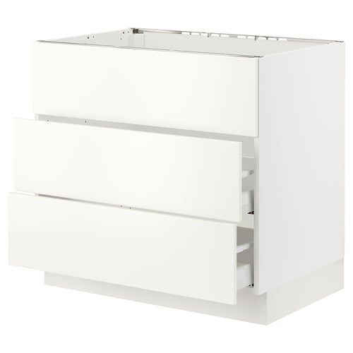 SEKTION: modern white kitchen unit with 3 drawers. Slim design, quality material. Ideal for compact spaces.