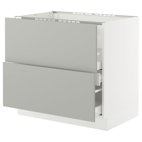 SEKTION kitchen base unit in light grey with two drawers and sleek design.