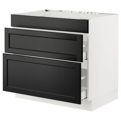 SEKTION / MAXIMERA Base cab f cktp/int extractor w drw, white/Lerhyttan black stained, 36x24x30 "