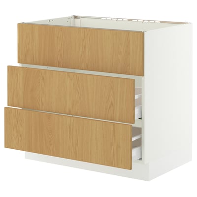SEKTION / MAXIMERA Base cab f cktp/int extractor w drw, white/Sinarp oak veneer, 36x24x30 "