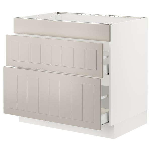 SEKTION / MAXIMERA Base cab f cktp/int extractor w drw, white/Stensund beige, 36x24x30 "