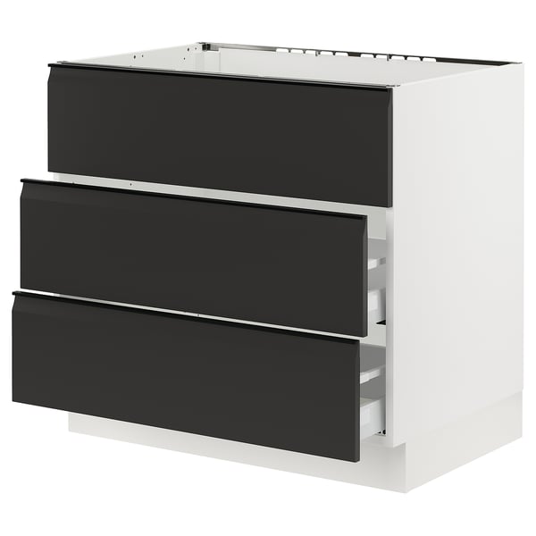 SEKTION / MAXIMERA Base cab f cktp/int extractor w drw, white/Upplöv matte anthracite, 36x24x30 "