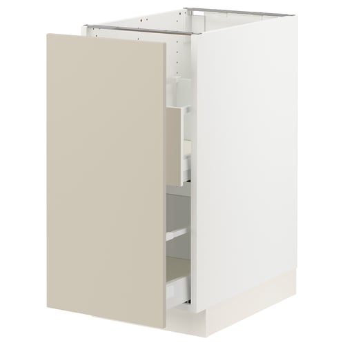 SEKTION off-white kitchen cabinet with beige door, rectangular, modern minimalist design.