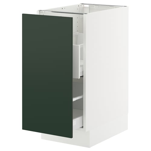 SEKTION kitchen cabinet, green, modern, white frame.