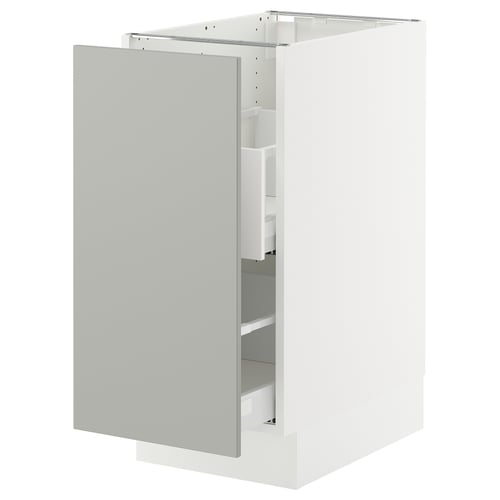 White SEKTION kitchen cabinet, light grey, rectangular, modern clean design.