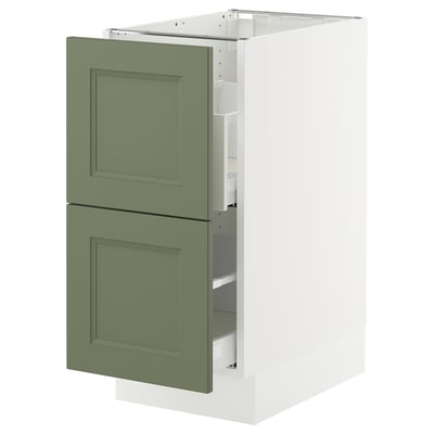 SEKTION / MAXIMERA Base cab f recycling/2 fronts, white/Axstad gray-green, 15x24x30 "