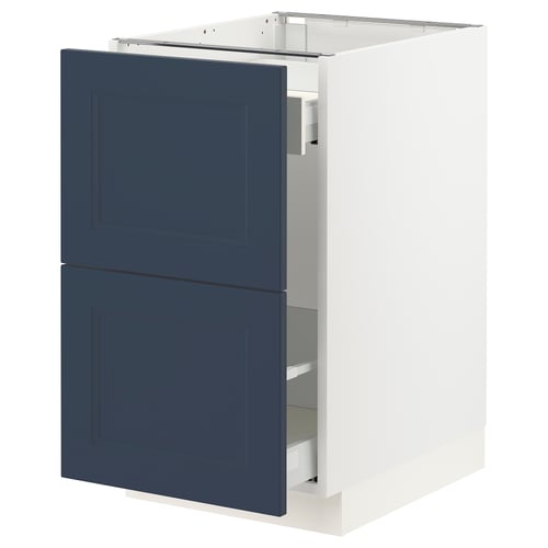 SEKTION kitchen cabinet in blue & white with two drawers.