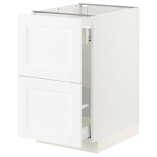 Ikea SEKTION white cabinet, rectangular with drawers, smooth finish.