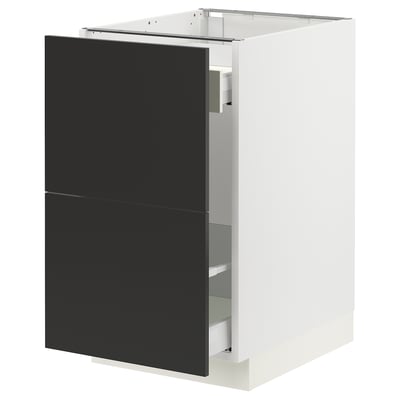 SEKTION / MAXIMERA Base cab f recycling/2 fronts, white/Nickebo matte anthracite, 18x24x30 "