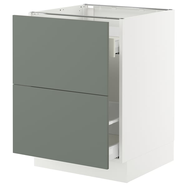 SEKTION / MAXIMERA Base cab f recycling/2 fronts, white/Nickebo matte grey-green, 24x24x30 "