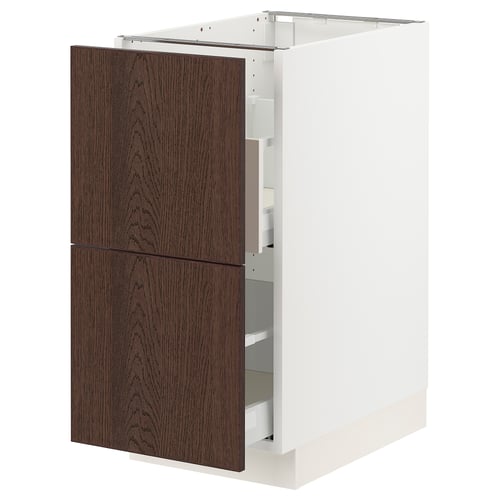 Ikea SEKTION kitchen unit, white & dark brown, with drawers.