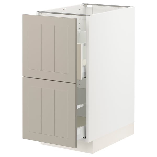 SEKTION / MAXIMERA Base cab f recycling/2 fronts, white/Stensund beige, 15x24x30 "