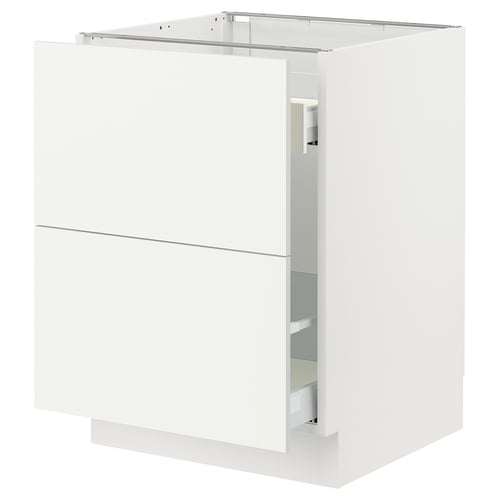 White SEKTION kitchen cabinet, modern design with smooth drawer, sturdy particleboard, sleek white finish.