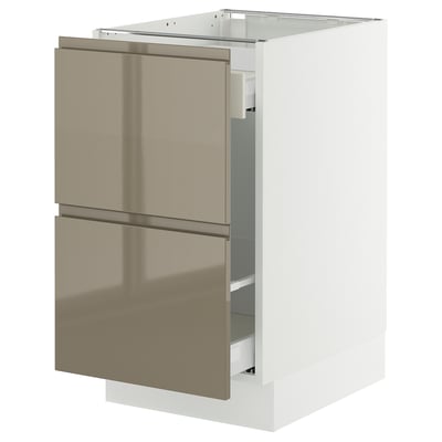SEKTION / MAXIMERA Base cab f recycling/2 fronts, white/Voxtorp high-gloss dark grey-brown, 18x24x30 "