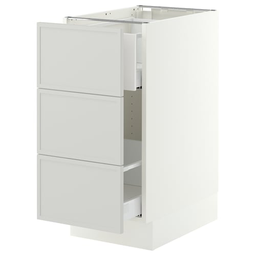SEKTION / MAXIMERA Base cab f recycling/3 fronts, white/Aspudden light gray, 15x24x30 "